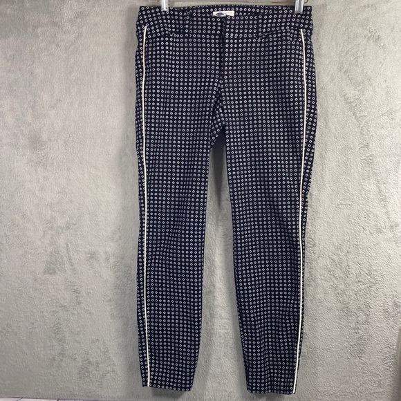 Old Navy Black w Design White Side Stripe Skinny Ankle Pants Size 4 - Picture 2 of 9
